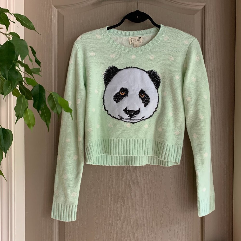 cottagecore crop polka dot panda sweater urban outfitters y2k back to school